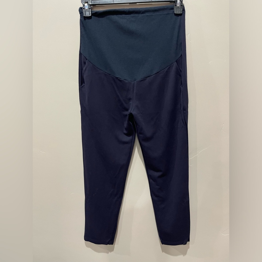 Maternity straight leg dress pants, work pants, navy, medium
